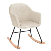 Chaise scandinave à bascule pour allaitement, design moderne avec repose-pieds, en bois clair, idéale pour la détente.