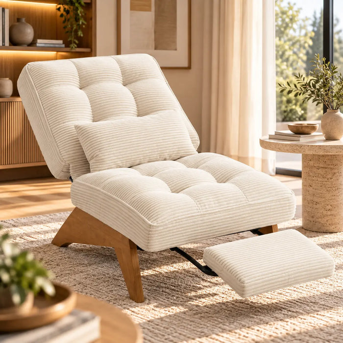 Chauffeuse relax avec repose-pieds coulissant blanc