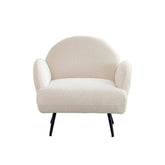Fauteuil contemporain moderne en tissu gris clair, design épuré et pieds en bois clair, style élégant et confortable.