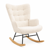 Fauteuil à bascule beige de style rocking chair, confortable et élégant, idéal pour la détente à la maison.