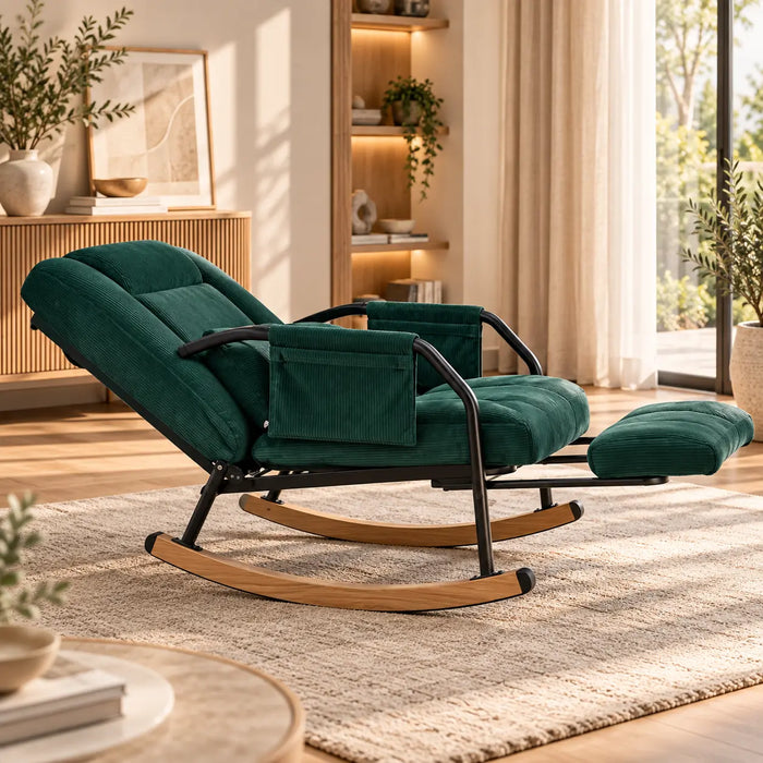 Fauteuil à bascule XXL inclinable en velours côtelé