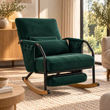 Fauteuil à bascule XXL inclinable en velours côtelé vert