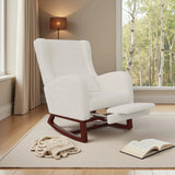 Fauteuil à bascule confortable blanc de Cazamoon.com, avec coussin rembourré pour un confort optimal.
