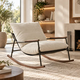 Fauteuil à bascule design blanc en velours