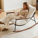 Fauteuil à bascule design scandinave velours beige
