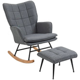 Fauteuil à bascule scandinave gris de Cazamoon.com, design élégant et confortable avec structure en bois naturel.