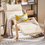 Fauteuil bascule tendance beige, design moderne et confortable, idéal pour salon ou espace détente.