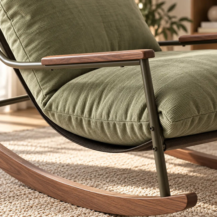 Fauteuil à bascule vert en velours