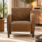 Fauteuil club aspect cuir marron
