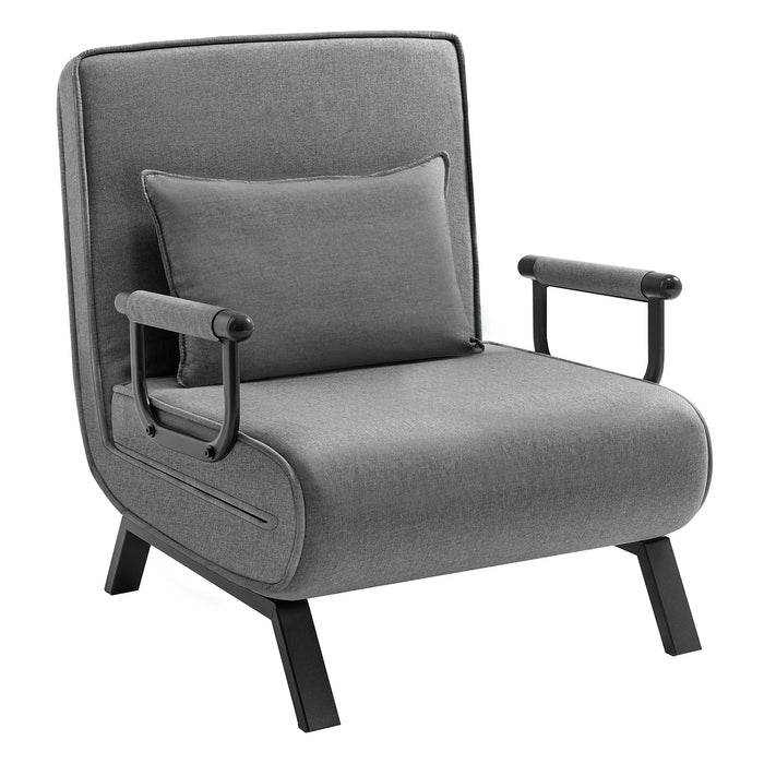 Chaise longue pliable avec fonction lit, cadre en métal, dossier ajustable