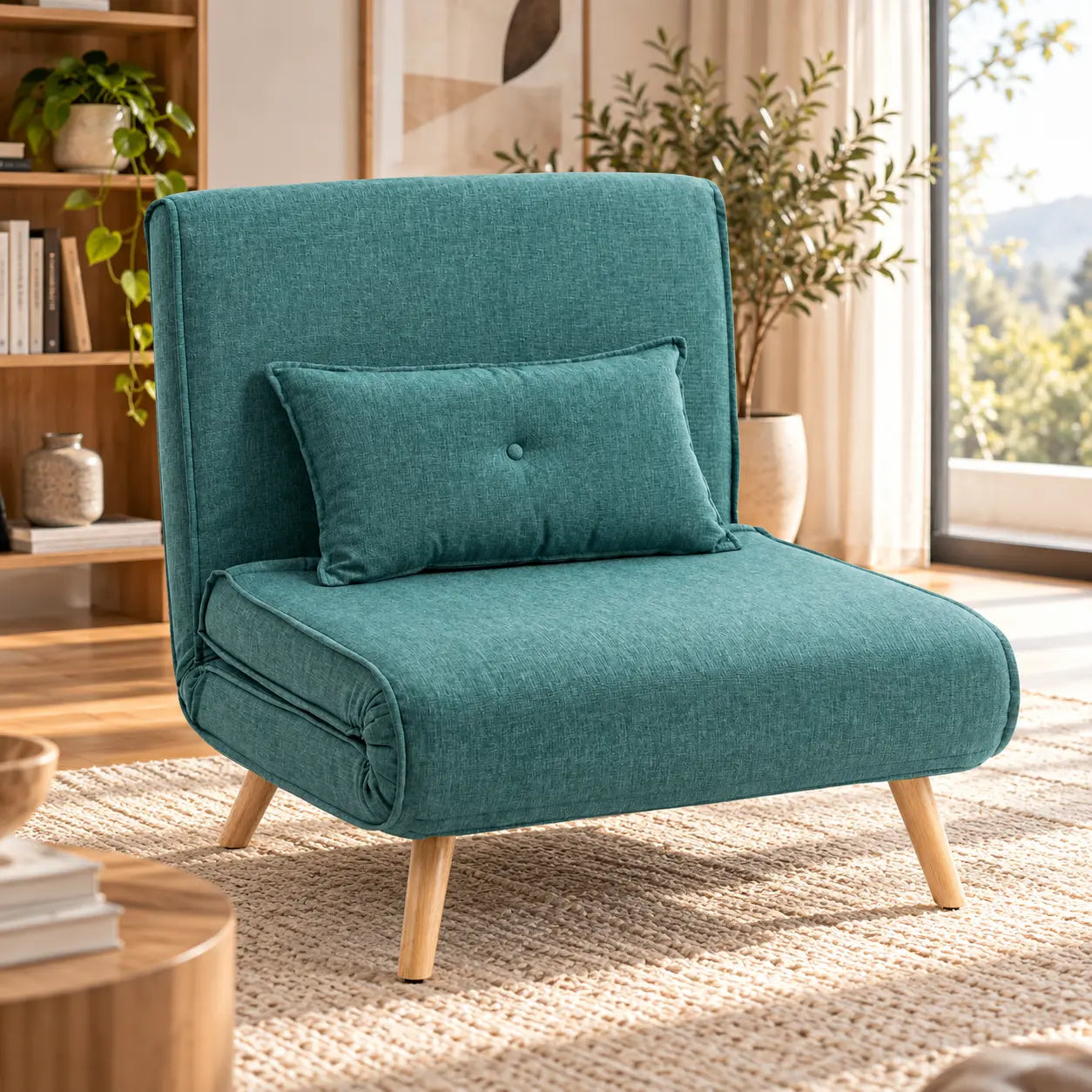 Fauteuil convertible pieds en bois