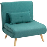 Fauteuil convertible vert, sofa-lit 3 en 1 avec dossier ajustable en 5 positions et coussin inclus.
