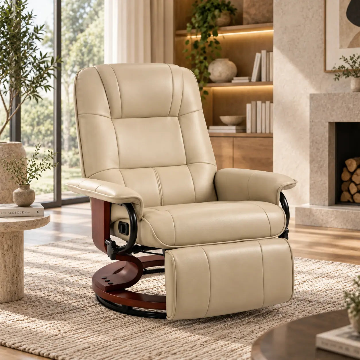 Fauteuil en cuir synthétique avec repose-pieds