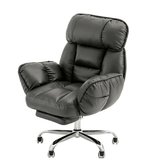 Fauteuil de bureau design en similicuir noir avec dossier ergonomique et accoudoirs modernes pour un espace de travail élégant.