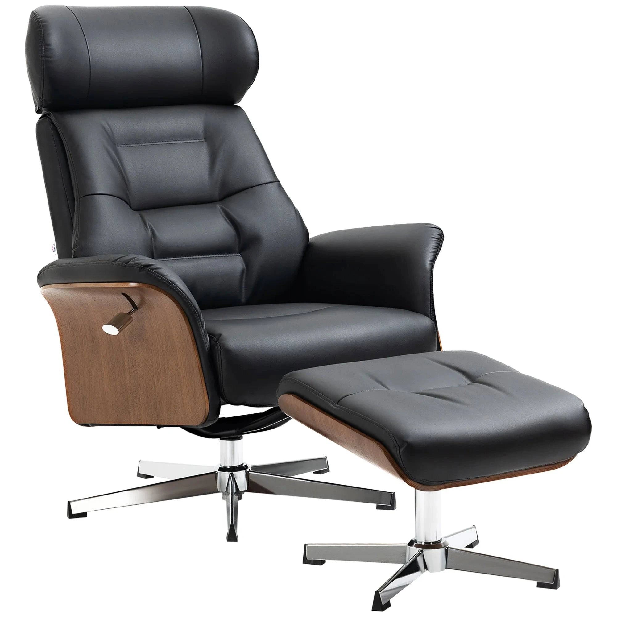 Fauteuil de bureau ergonomique avec tabouret Cazamoon.com, siège ajustable et dossier confortable pour le travail ou la détente.