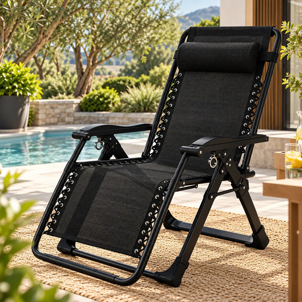 Fauteuil de jardin inclinable avec appui-tête