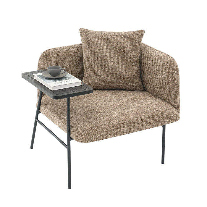 Fauteuil de lecture marron avec tablette intégrée