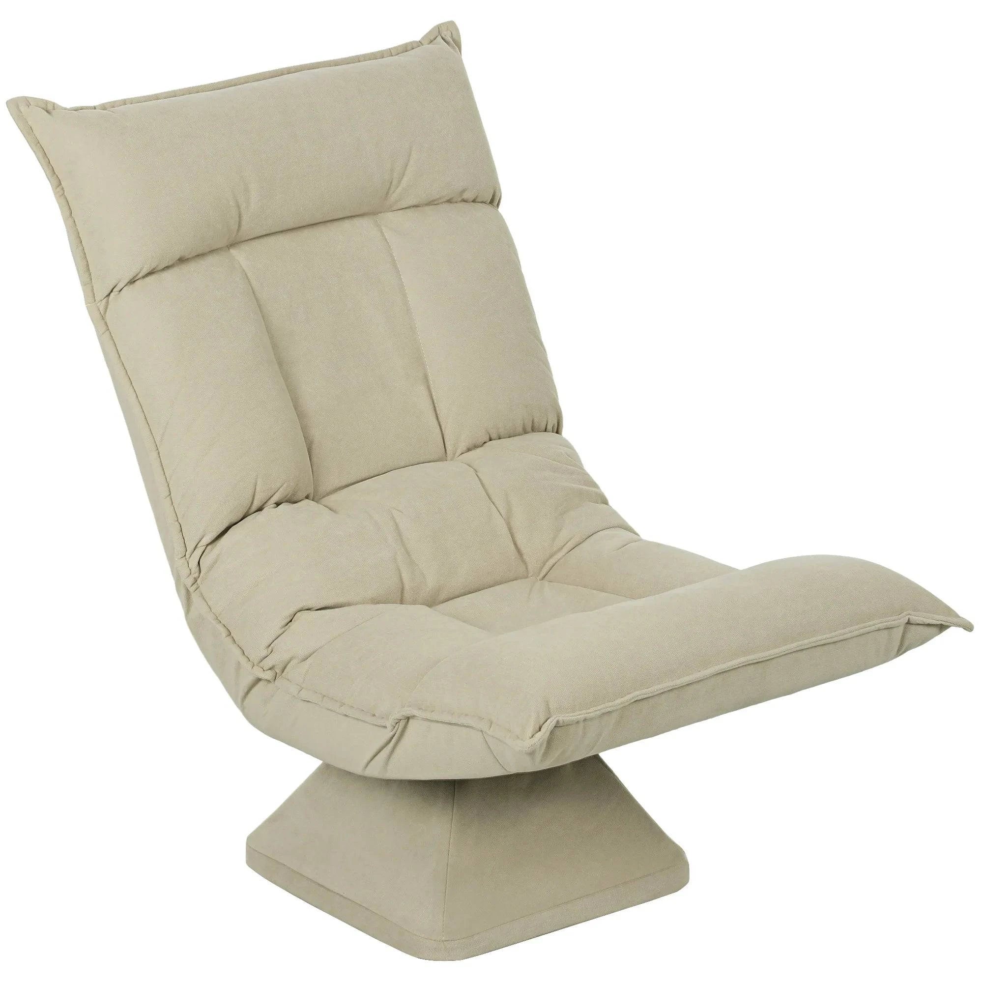 Fauteuil de sol pivotant en velours gris clair, design moderne, confort élégant, pour salon ou espace détente.