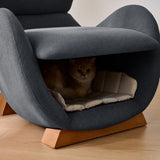 Fauteuil design avec niche pour chat gris