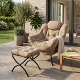 Fauteuil design avec repose-pied beige