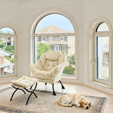 Fauteuil design avec repose-pied blanc