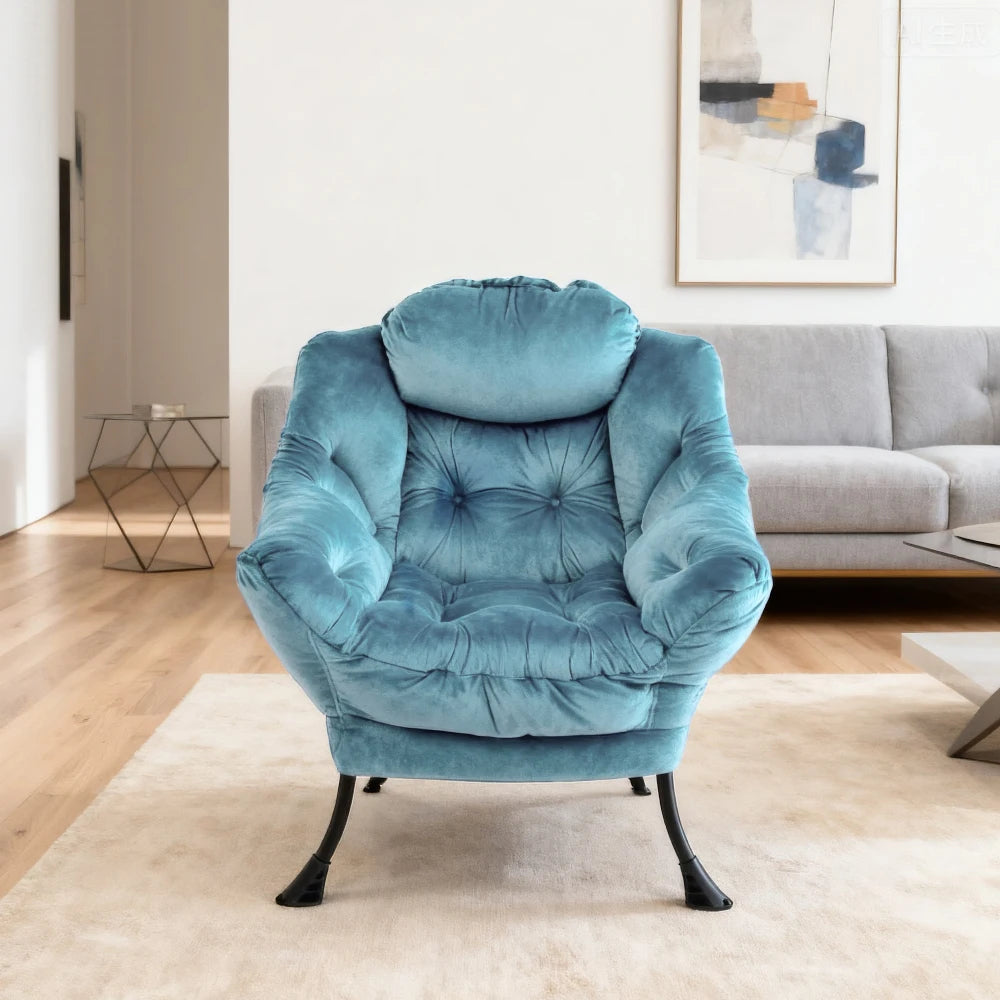 Fauteuil design avec repose-pied bleu