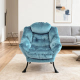 Fauteuil design avec repose-pied bleu