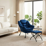 Fauteuil design avec repose-pied bleu marine