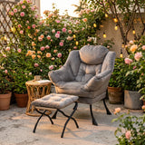 Fauteuil design avec repose-pied gris