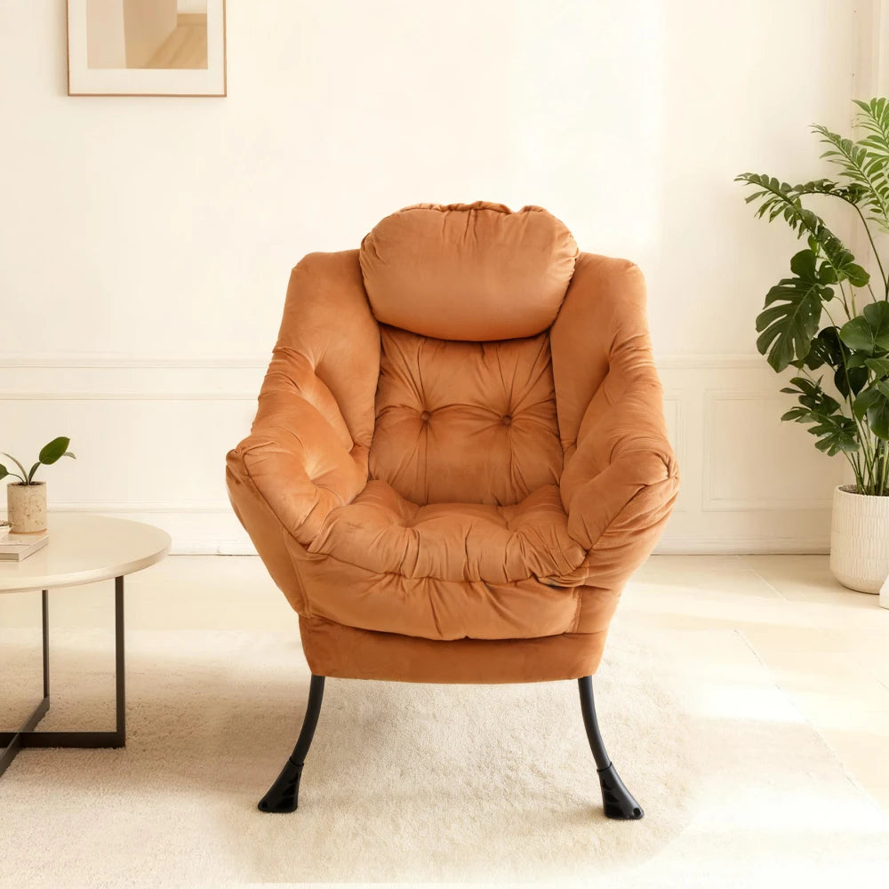 Fauteuil design avec repose-pied orange