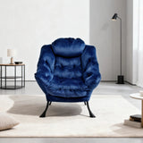 Fauteuil design bleu marine avec repose-pied