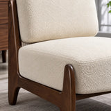 Fauteuil design bouclé et bois design