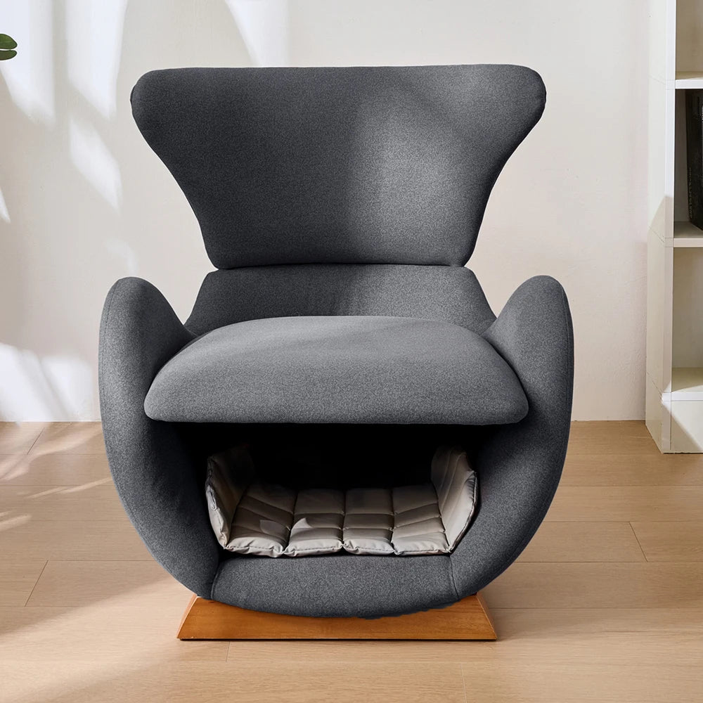 Fauteuil design gris avec niche pour chat