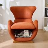 Fauteuil design orange avec niche pour chat