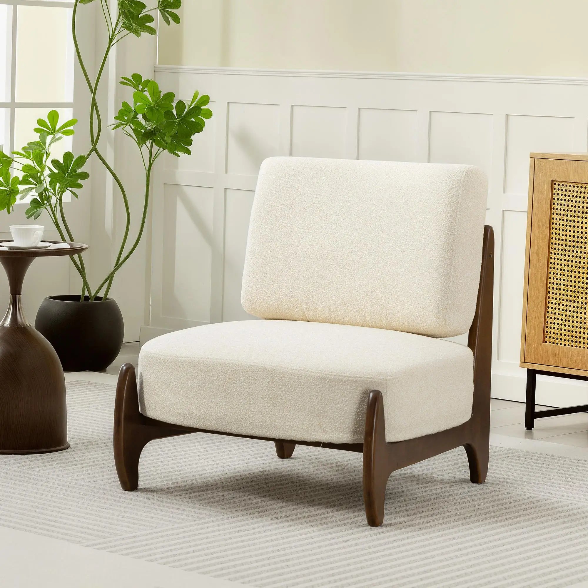 Fauteuil design tissu blanc