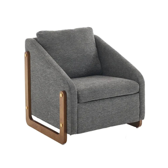 Chaise lounge moderne Cazamoon avec accoudoirs en bois, coussin de dossier, fauteuil d'appoint pour salon, 73,5 cm.