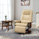 Fauteuil en cuir beige avec repose-pieds