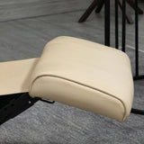 Fauteuil en cuir synthétique beige avec repose-pieds, confortable et moderne, idéal pour salon ou bureau.