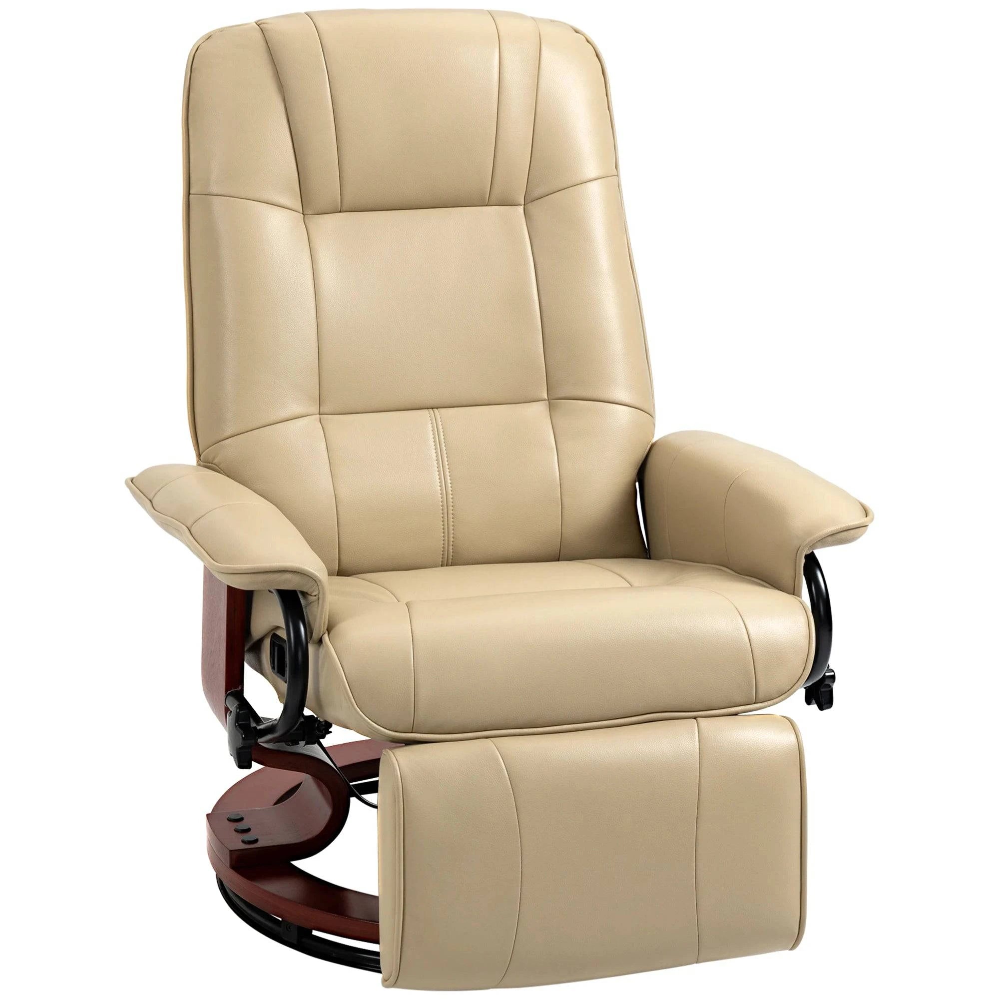 Fauteuil en cuir synthétique avec repose-pieds, design moderne et confortable, idéal pour salon ou espace détente.