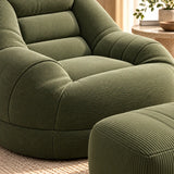 Fauteuil pouf géant en velours côtelé vert