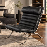 Fauteuil lounge vintage aspect cuir noir