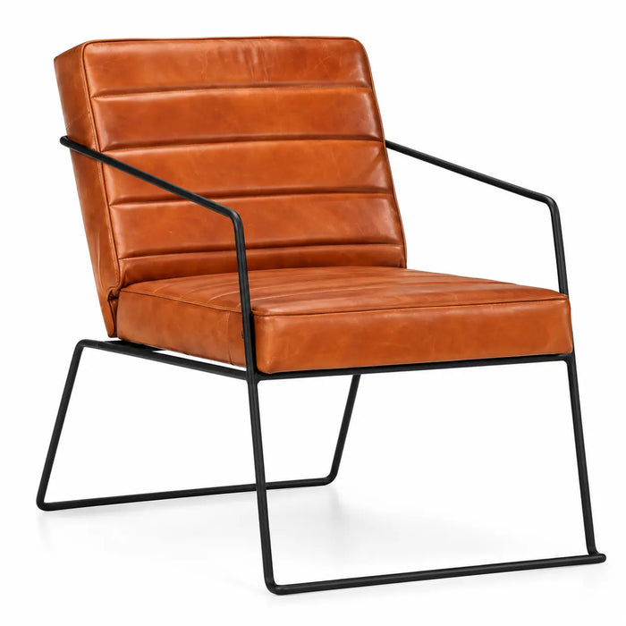 Fauteuil marron en cuir industriel