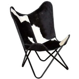 Fauteuil papillon en cuir de vachette véritable