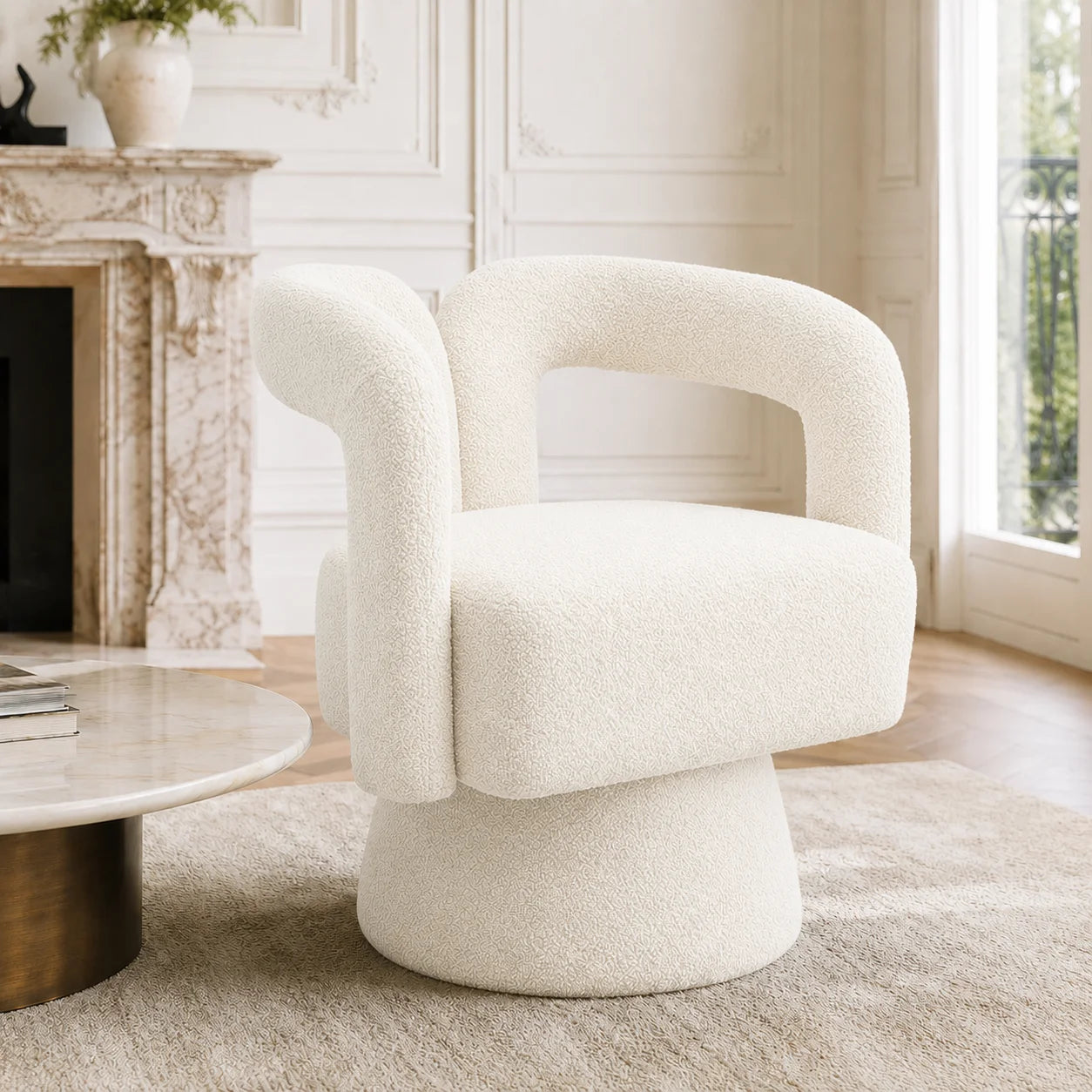 Fauteuil pivotant design italien blanc