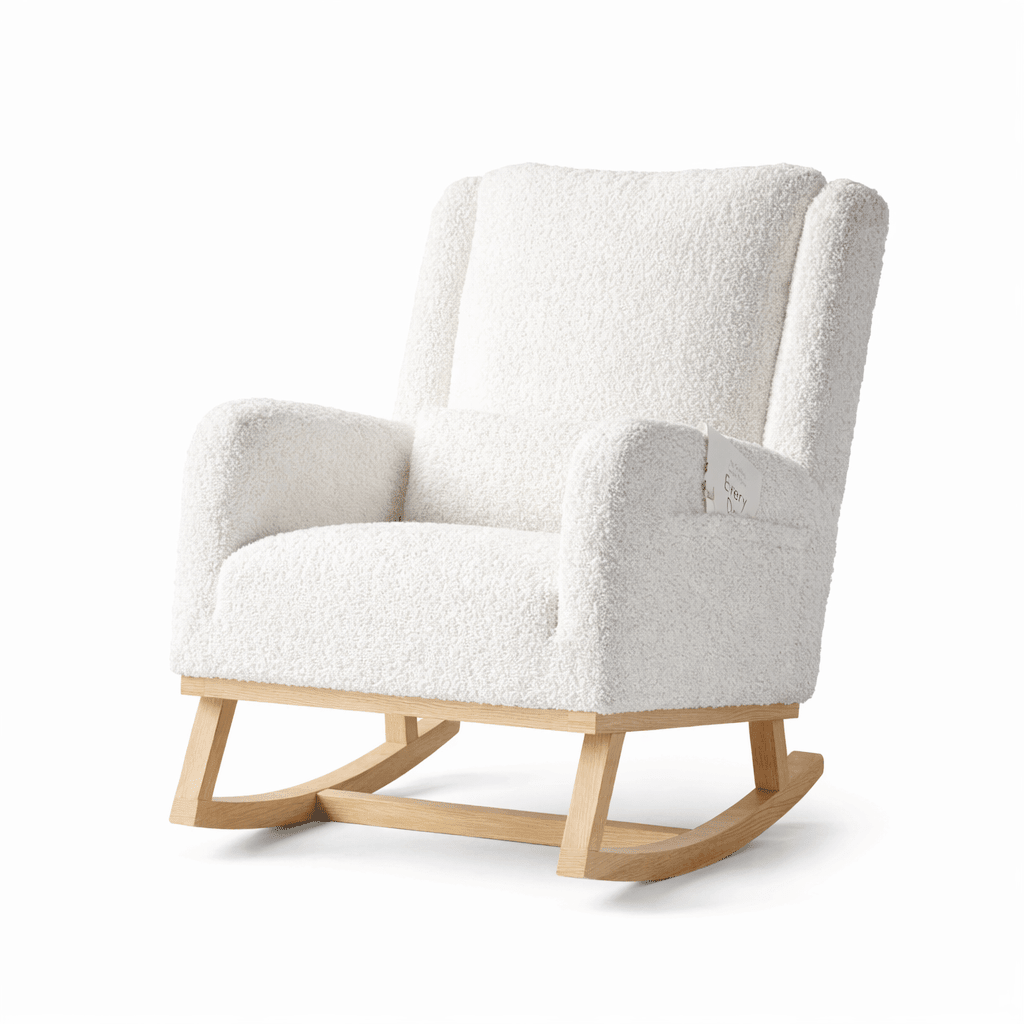 Fauteuil relax à bascule blanc de Cazamoon.com avec coussin rembourré pour un confort optimal.