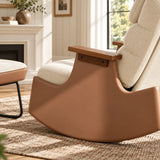 Fauteuil rocking chair inclinable velours côtelé beige