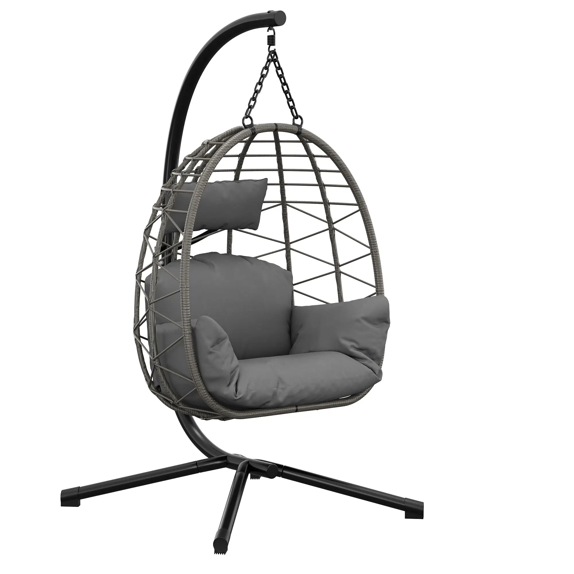 Fauteuil suspendu Œuf en rotin avec pied