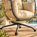 Fauteuil œuf suspendu en corde tressée beige