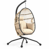 Fauteuil œuf suspendu tressée beige