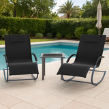 Ensemble fauteuil à bascule de jardin + table